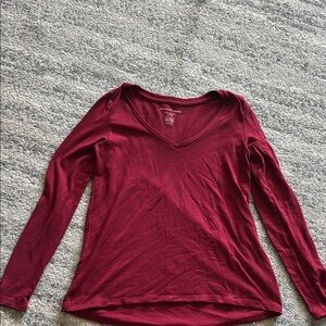 Women's Burgundy Long Sleeve Top
